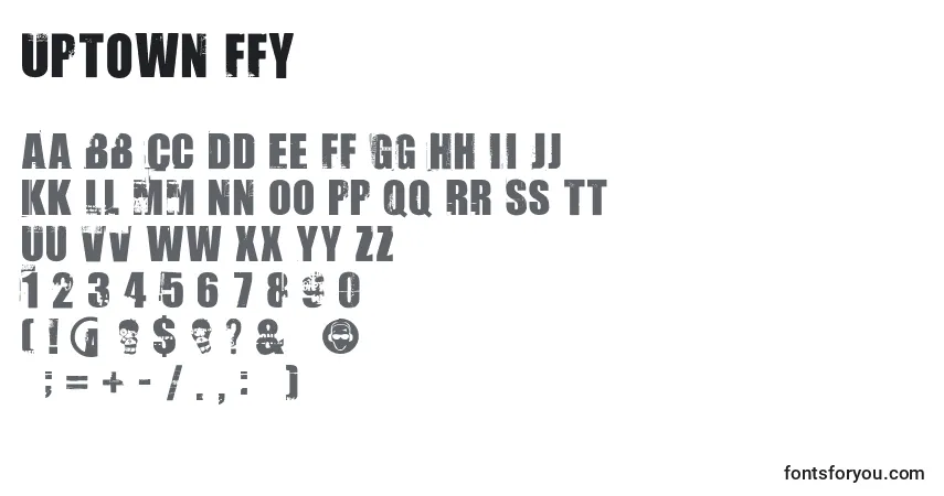 Schriftart Uptown ffy – Alphabet, Zahlen, spezielle Symbole
