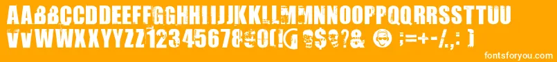 Uptown ffy-Schriftart – Weiße Schriften auf orangefarbenem Hintergrund