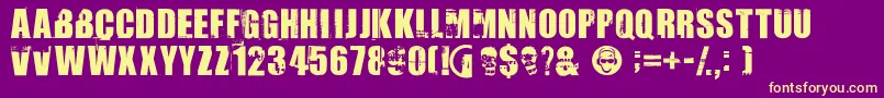 Uptown ffy-Schriftart – Gelbe Schriften auf violettem Hintergrund