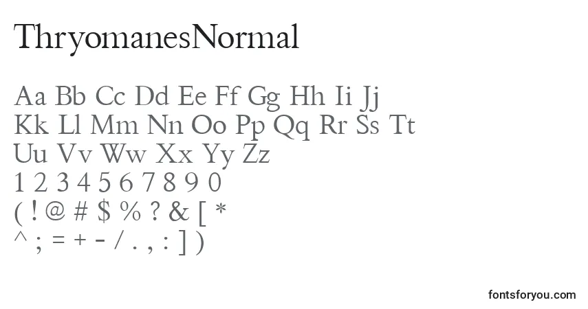 ThryomanesNormal-fontti – aakkoset, numerot, erikoismerkit