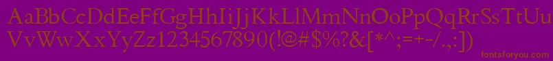 ThryomanesNormal-fontti – ruskeat fontit violetilla taustalla