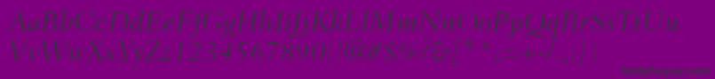 フォントFairfieldLt46LightItalic – 紫の背景に黒い文字