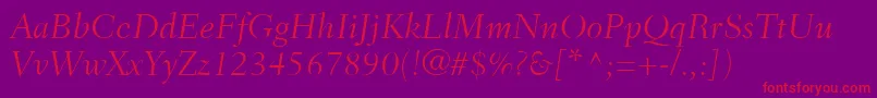 FairfieldLt46LightItalic Font – Red Fonts on Purple Background
