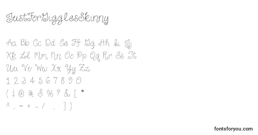 JustForGigglesSkinny Font – alphabet, numbers, special characters