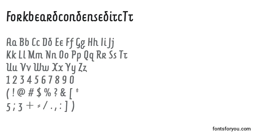 Шрифт ForkbeardcondenseditcTt – алфавит, цифры, специальные символы