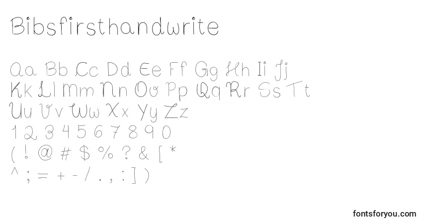 Czcionka Bibsfirsthandwrite – alfabet, cyfry, specjalne znaki