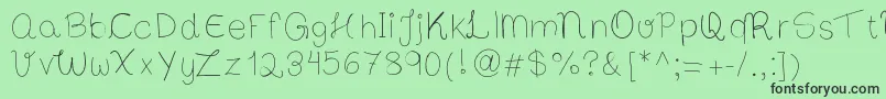 フォントBibsfirsthandwrite – 緑の背景に黒い文字
