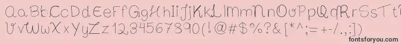 フォントBibsfirsthandwrite – ピンクの背景に黒い文字