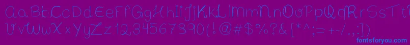 Шрифт Bibsfirsthandwrite – синие шрифты на фиолетовом фоне