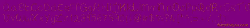 Bibsfirsthandwrite-Schriftart – Braune Schriften auf violettem Hintergrund