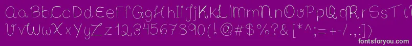 Bibsfirsthandwrite-fontti – vihreät fontit violetilla taustalla