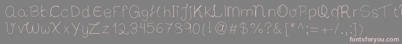 フォントBibsfirsthandwrite – 灰色の背景にピンクのフォント