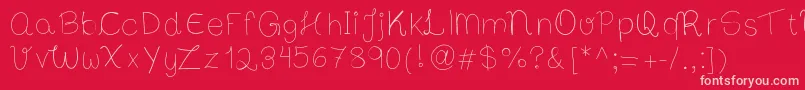 フォントBibsfirsthandwrite – 赤い背景にピンクのフォント