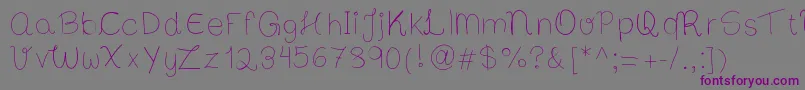 Bibsfirsthandwrite-fontti – violetit fontit harmaalla taustalla