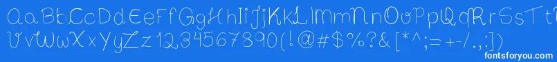 Шрифт Bibsfirsthandwrite – белые шрифты на синем фоне