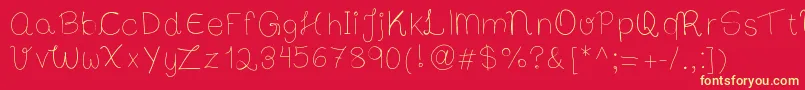 Bibsfirsthandwrite Font – Yellow Fonts on Red Background