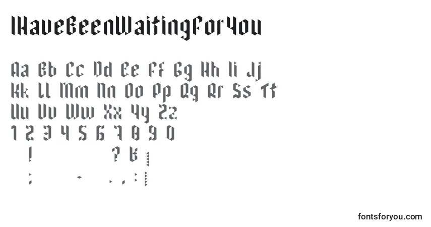 Schriftart IHaveBeenWaitingForYou – Alphabet, Zahlen, spezielle Symbole