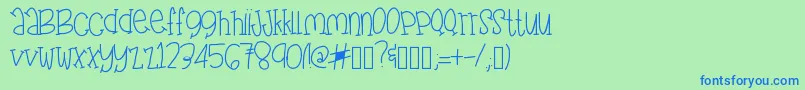 Weitere Informationen zur FunFragment-Schriftart FunFragment-Schriftart – Blaue Schriften auf grünem Hintergrund