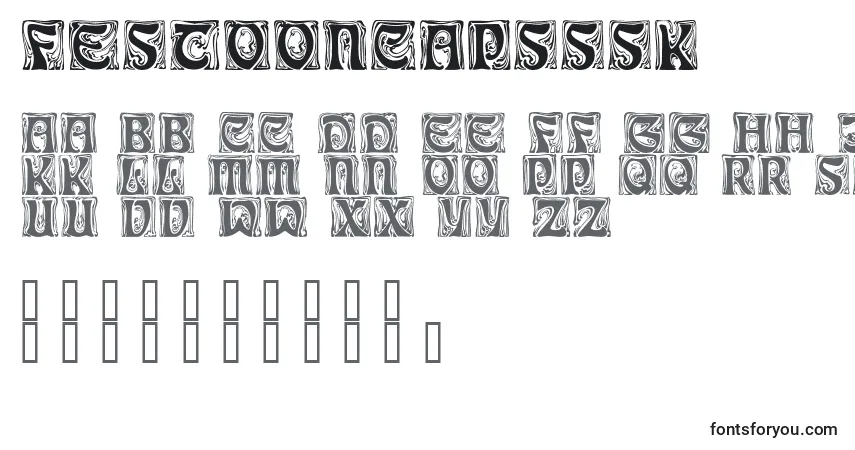 Schriftart Festooncapsssk – Alphabet, Zahlen, spezielle Symbole