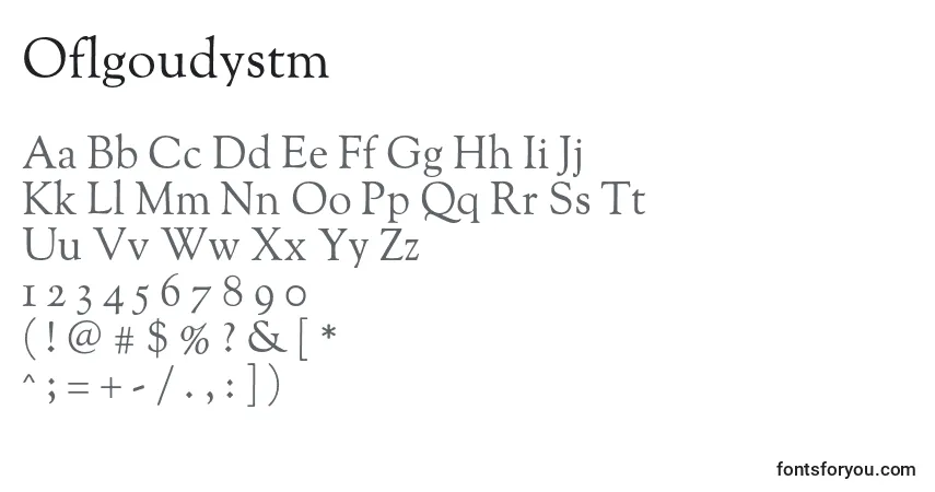 Czcionka Oflgoudystm – alfabet, cyfry, specjalne znaki