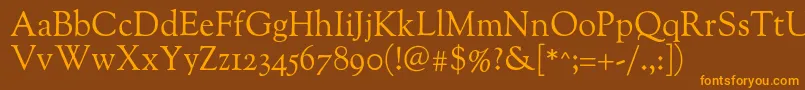 Oflgoudystm Font – Orange Fonts on Brown Background