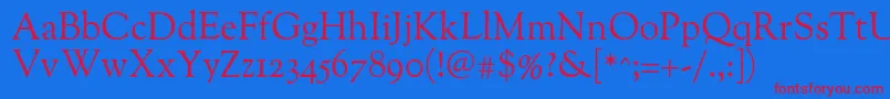 Oflgoudystm Font – Red Fonts on Blue Background