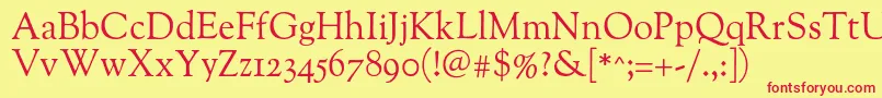 Oflgoudystm Font – Red Fonts on Yellow Background