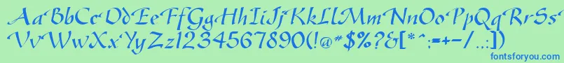 GreenfordRegularDb Font – Blue Fonts on Green Background