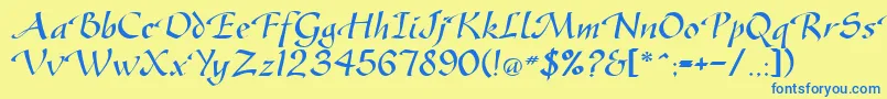 GreenfordRegularDb Font – Blue Fonts on Yellow Background