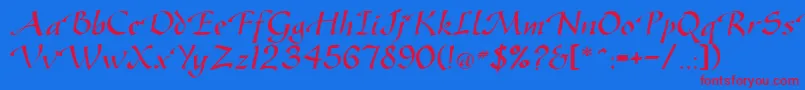 GreenfordRegularDb Font – Red Fonts on Blue Background