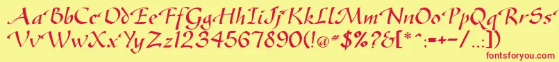 GreenfordRegularDb Font – Red Fonts on Yellow Background