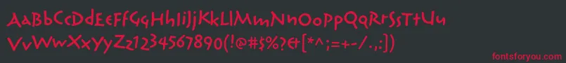 フォントReliqstdSemiboldextactive – 黒い背景に赤い文字