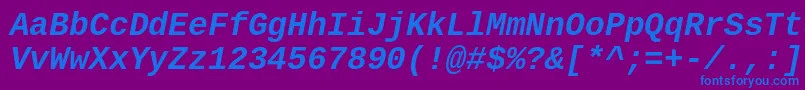 フォントCousineBoldItalic – 紫色の背景に青い文字