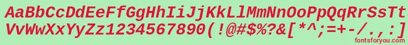 CousineBoldItalic Font – Red Fonts on Green Background