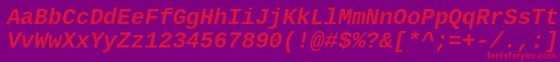CousineBoldItalic Font – Red Fonts on Purple Background