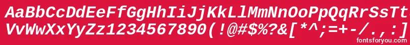 CousineBoldItalic-Schriftart – Weiße Schriften auf rotem Hintergrund