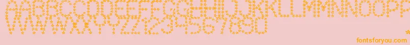 フォントFloweredSt – オレンジの文字がピンクの背景にあります。