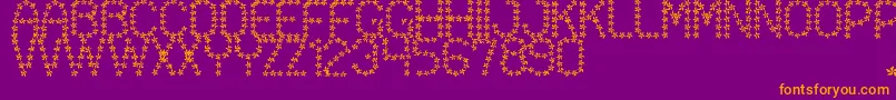 FloweredSt-Schriftart – Orangefarbene Schriften auf violettem Hintergrund