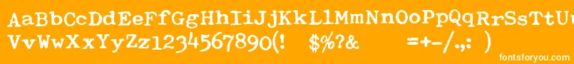 Weitere Informationen zur TypewriterRoyal200-Schriftart TypewriterRoyal200-Schriftart – Weiße Schriften auf orangefarbenem Hintergrund