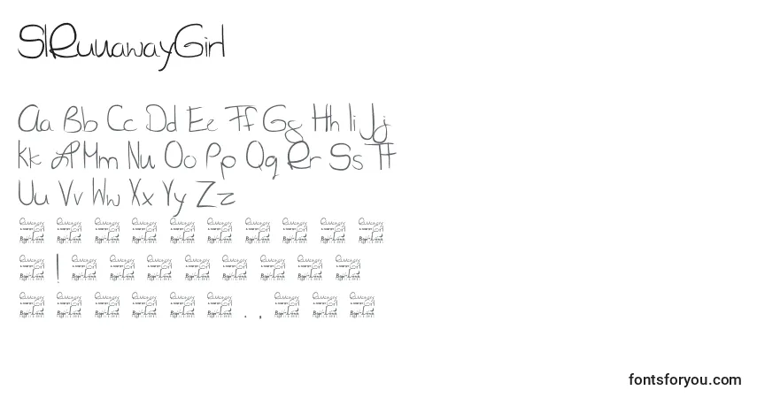 Czcionka SlRunawayGirl – alfabet, cyfry, specjalne znaki