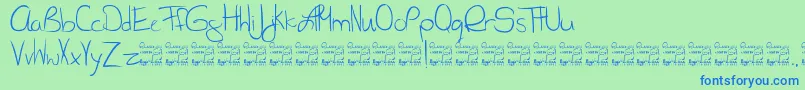 SlRunawayGirl Font – Blue Fonts on Green Background
