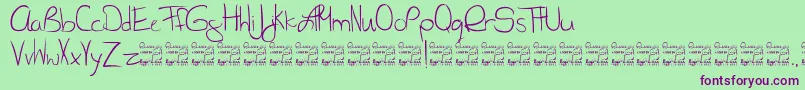 SlRunawayGirl Font – Purple Fonts on Green Background
