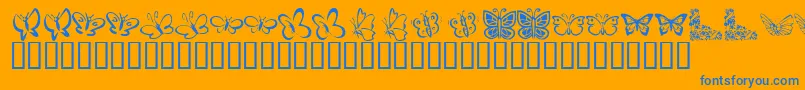 Więcej informacji o czcionce KrButterflies Czcionka KrButterflies – niebieskie czcionki na pomarańczowym tle