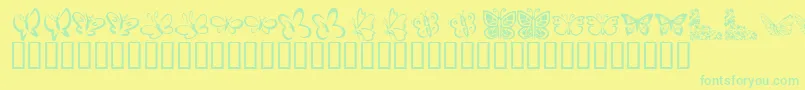 KrButterflies Font – Green Fonts on Yellow Background