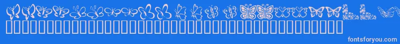フォントKrButterflies – ピンクの文字、青い背景
