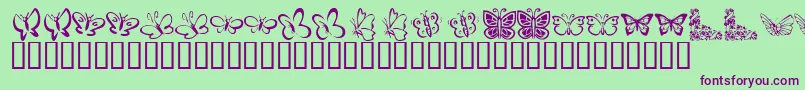 KrButterflies-Schriftart – Violette Schriften auf grünem Hintergrund