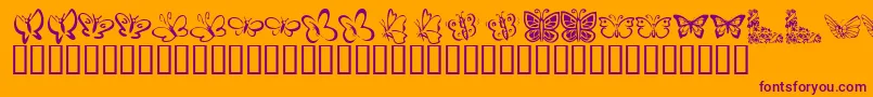 KrButterflies-Schriftart – Violette Schriften auf orangefarbenem Hintergrund