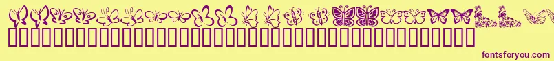 KrButterflies-Schriftart – Violette Schriften auf gelbem Hintergrund