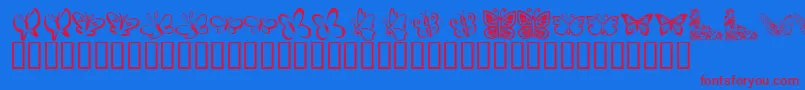 KrButterflies-Schriftart – Rote Schriften auf blauem Hintergrund