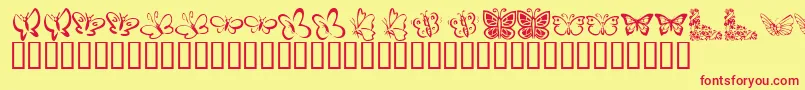 KrButterflies-Schriftart – Rote Schriften auf gelbem Hintergrund